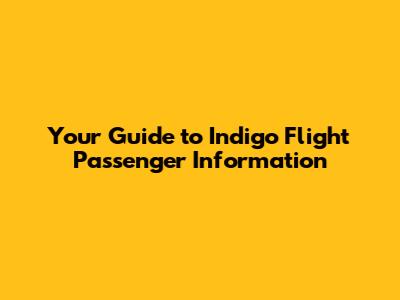 Your Guide to Indigo Flight Passenger Information