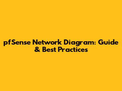 pfSense Network Diagram: Guide & Best Practices